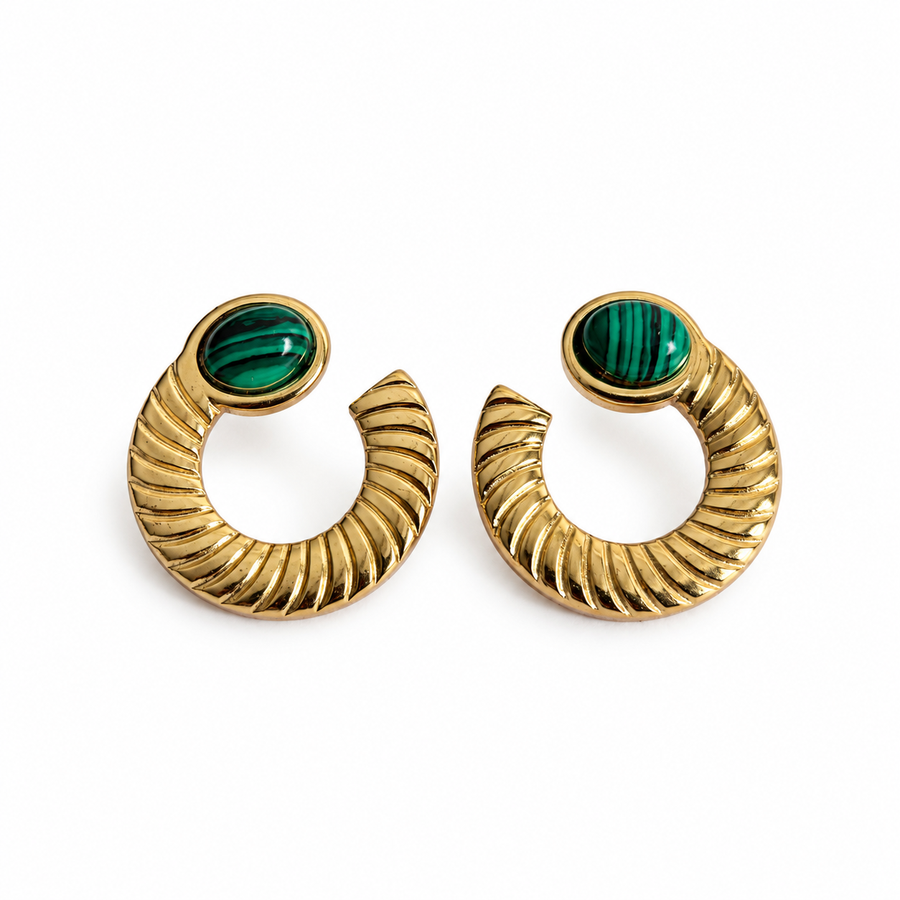 Green Crescent Earrings - Main