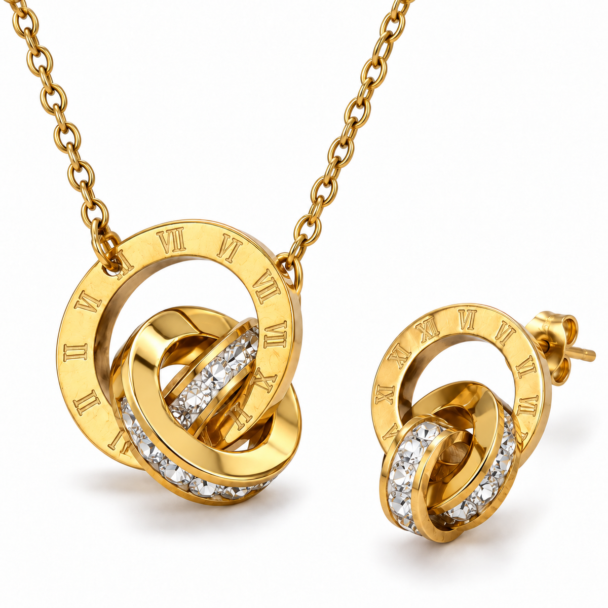 Roman Interlocking Necklace and Earring Set - Detail 1
