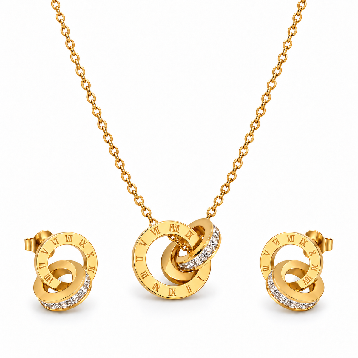 Roman Interlocking Necklace and Earring Set - Main
