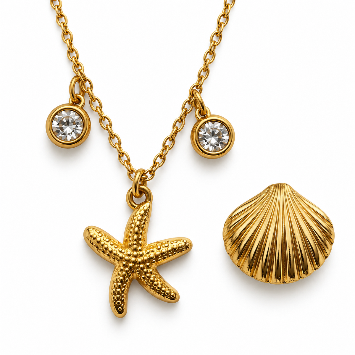 Starfish Shell Necklace and Earring Set - Detail 1