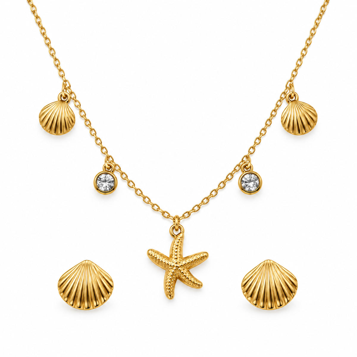 Starfish Shell Necklace and Earring Set - Main