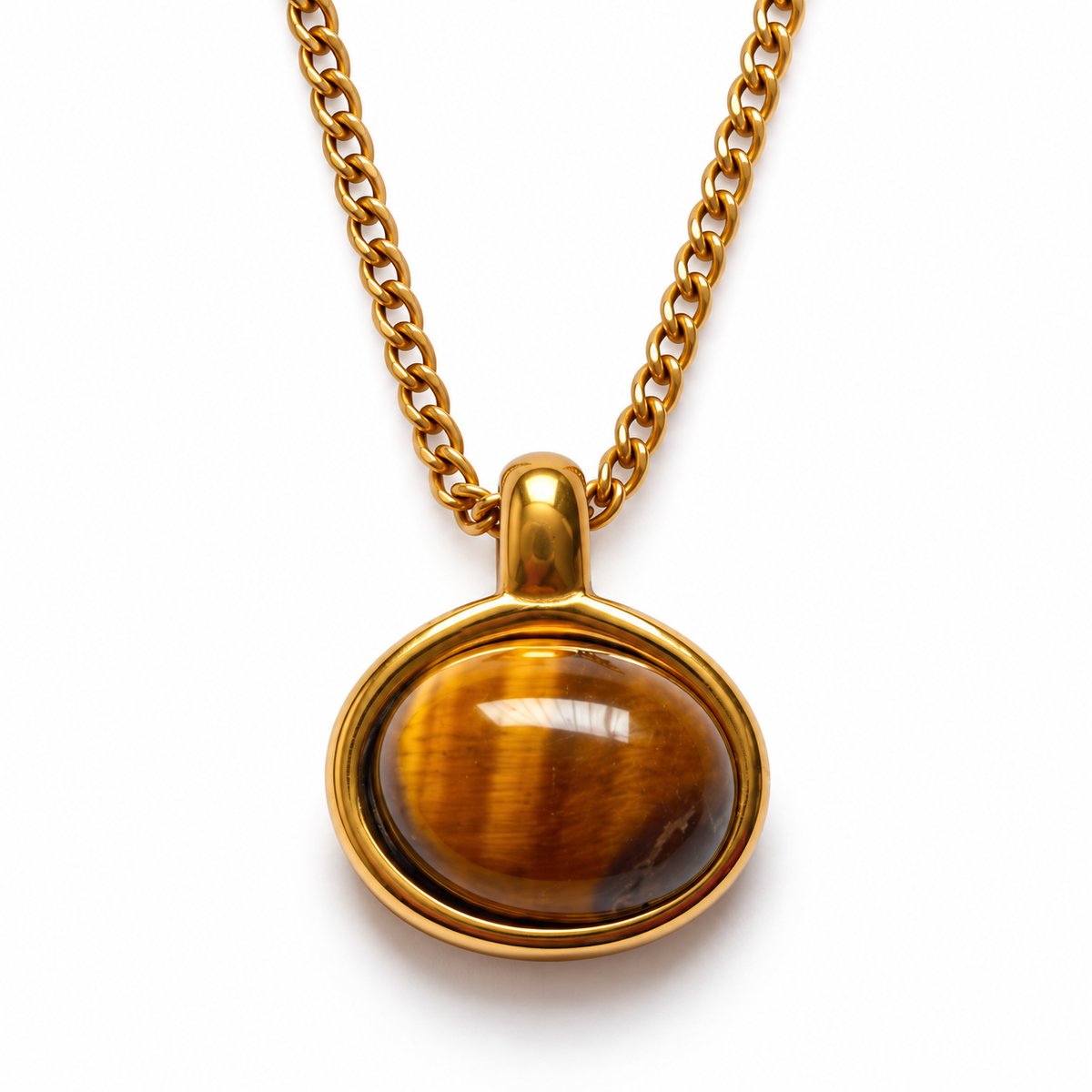 Oval Tiger Eye Necklace - Detail 1