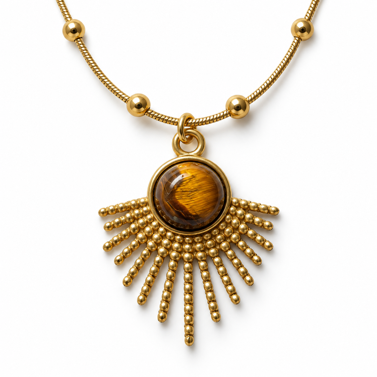 Fan Tiger Eye Necklace - Detail 1