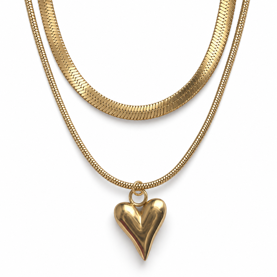 Layered Heart Necklace - Detail 1