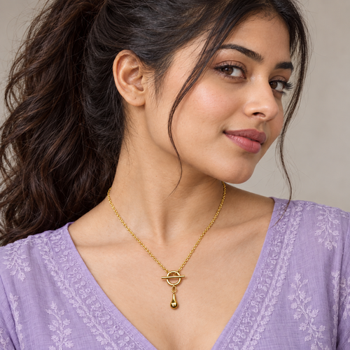 Buckle Water Drop Necklace - Model