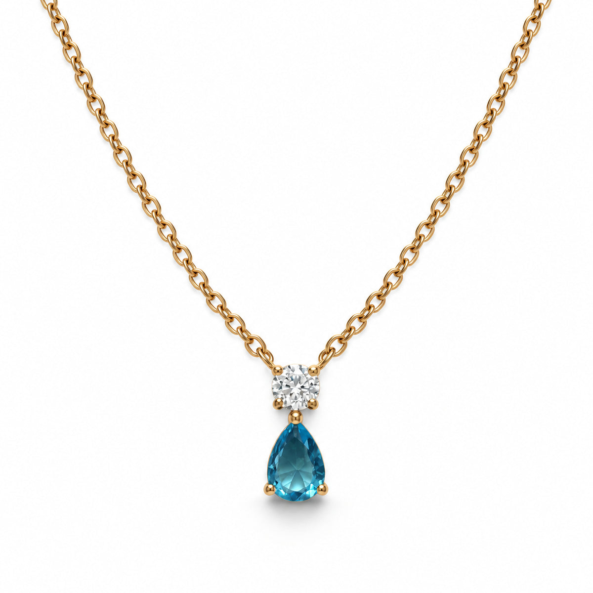 Aqua Teardrop Duo Pendant Necklace product view