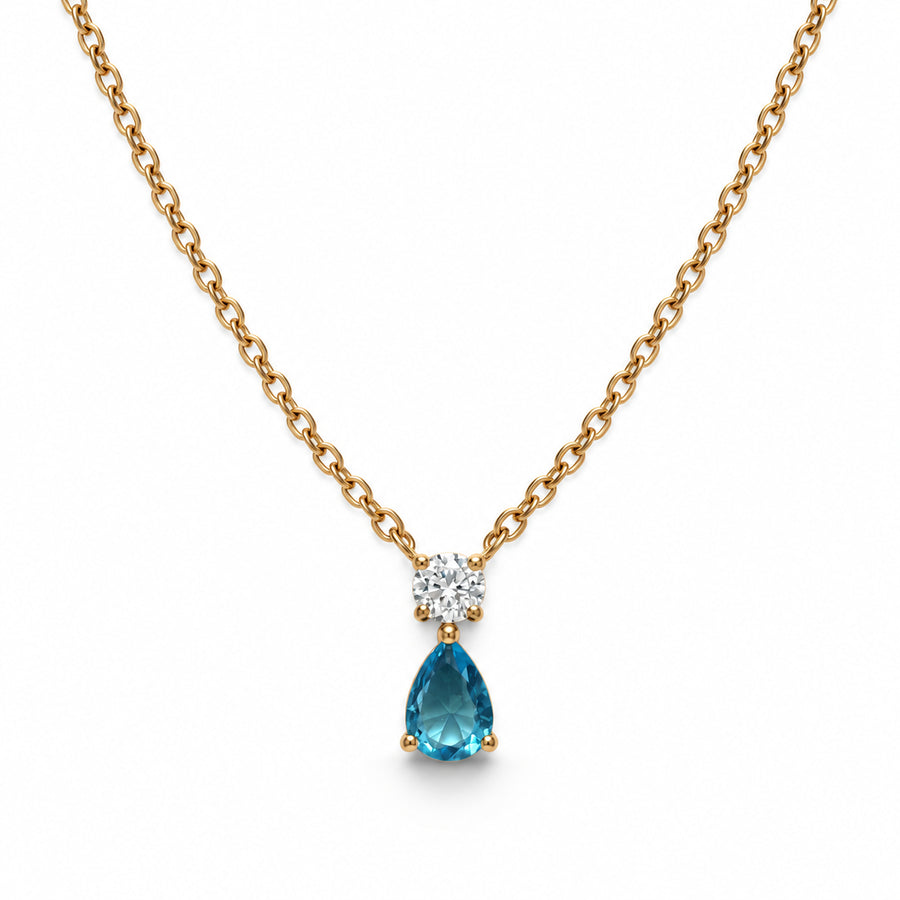 Aqua Teardrop Duo Pendant Necklace product view