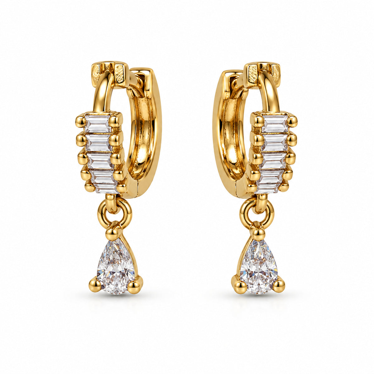 Baguette Crystal Teardrop Earrings product view