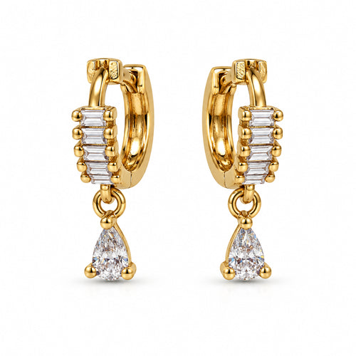 Baguette Crystal Teardrop Earrings product view