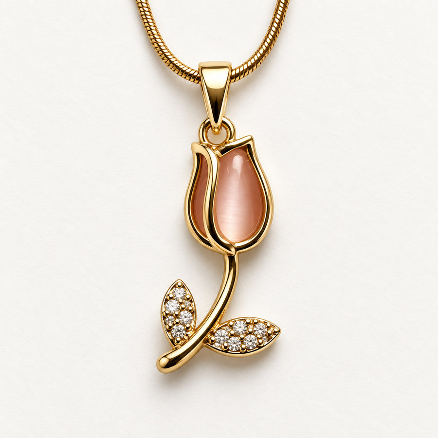 Blush Tulip Pendant Necklace detail view