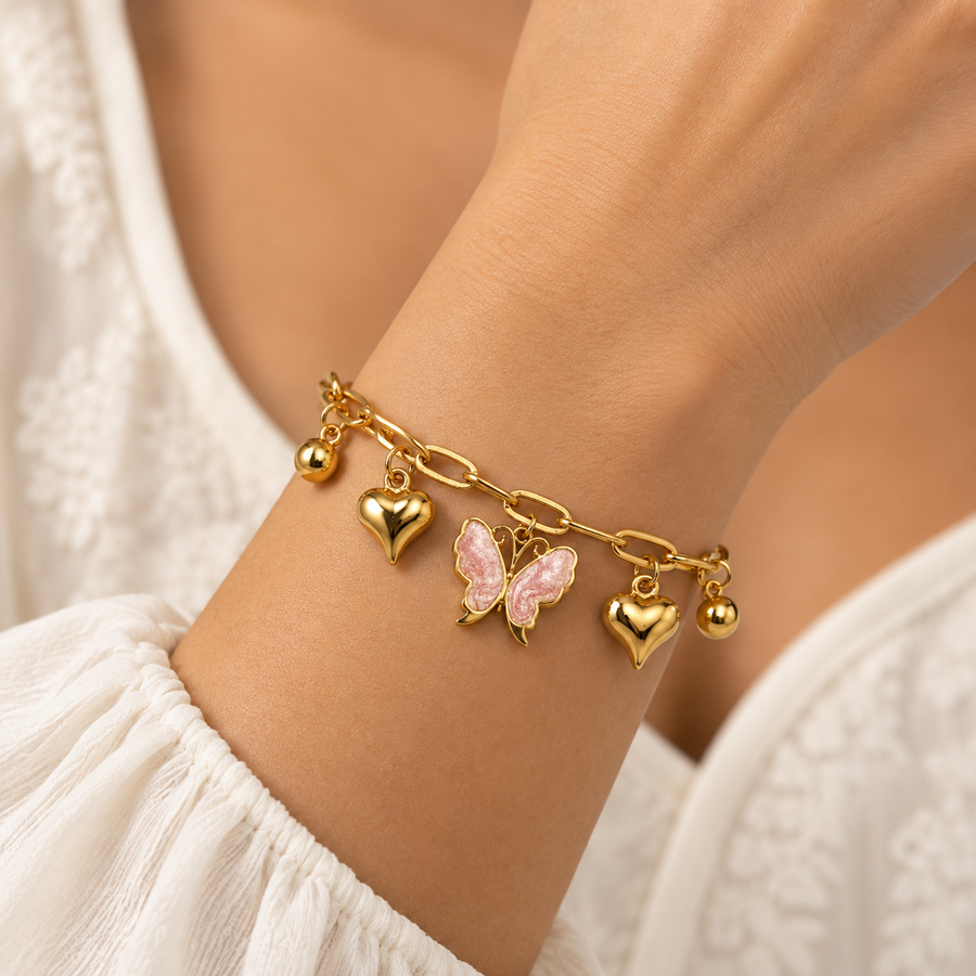 Butterfly Charm Bracelet — model photo