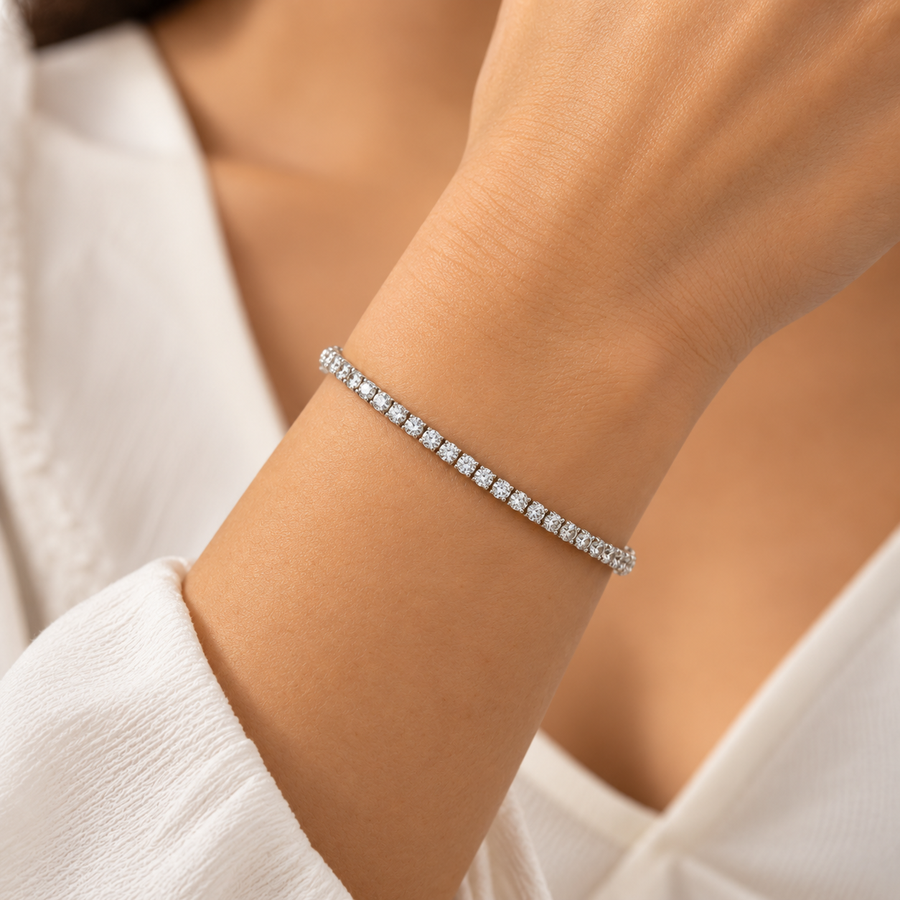 Celeste Tennis Bracelet — model photo