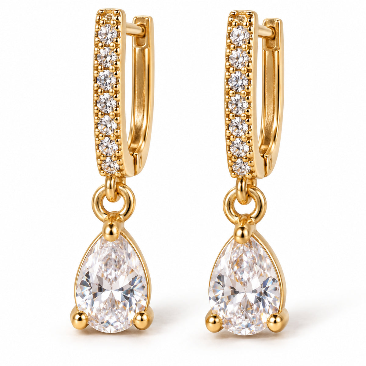 Clear Zircon Teardrop Earrings detail view