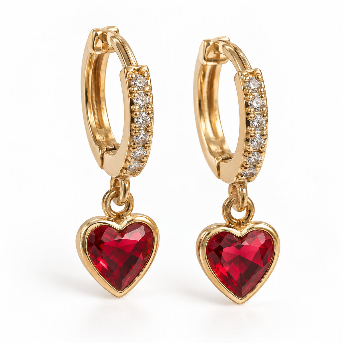 Crimson Heart Drop Earrings detail view