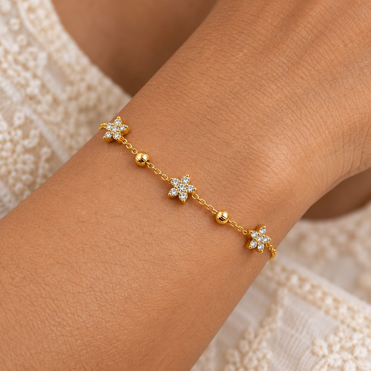 Crystal Blossom Station Bracelet - Macro