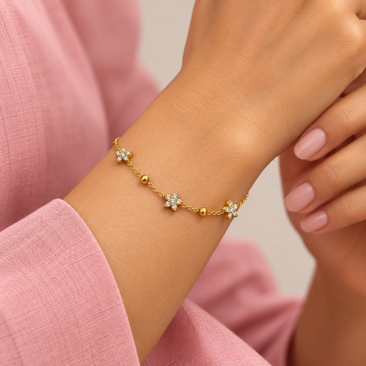 Crystal Blossom Station Bracelet - Model