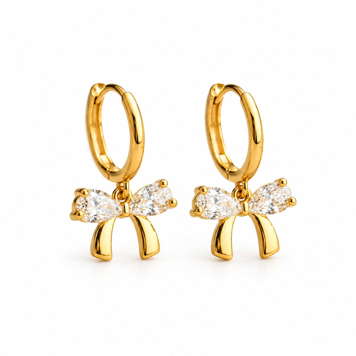 Crystal Bow Huggie Earrings - Main