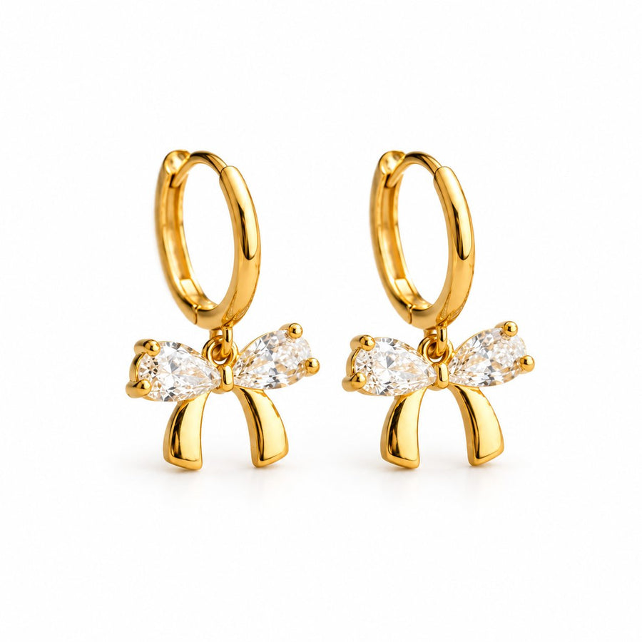 Crystal Bow Huggie Earrings