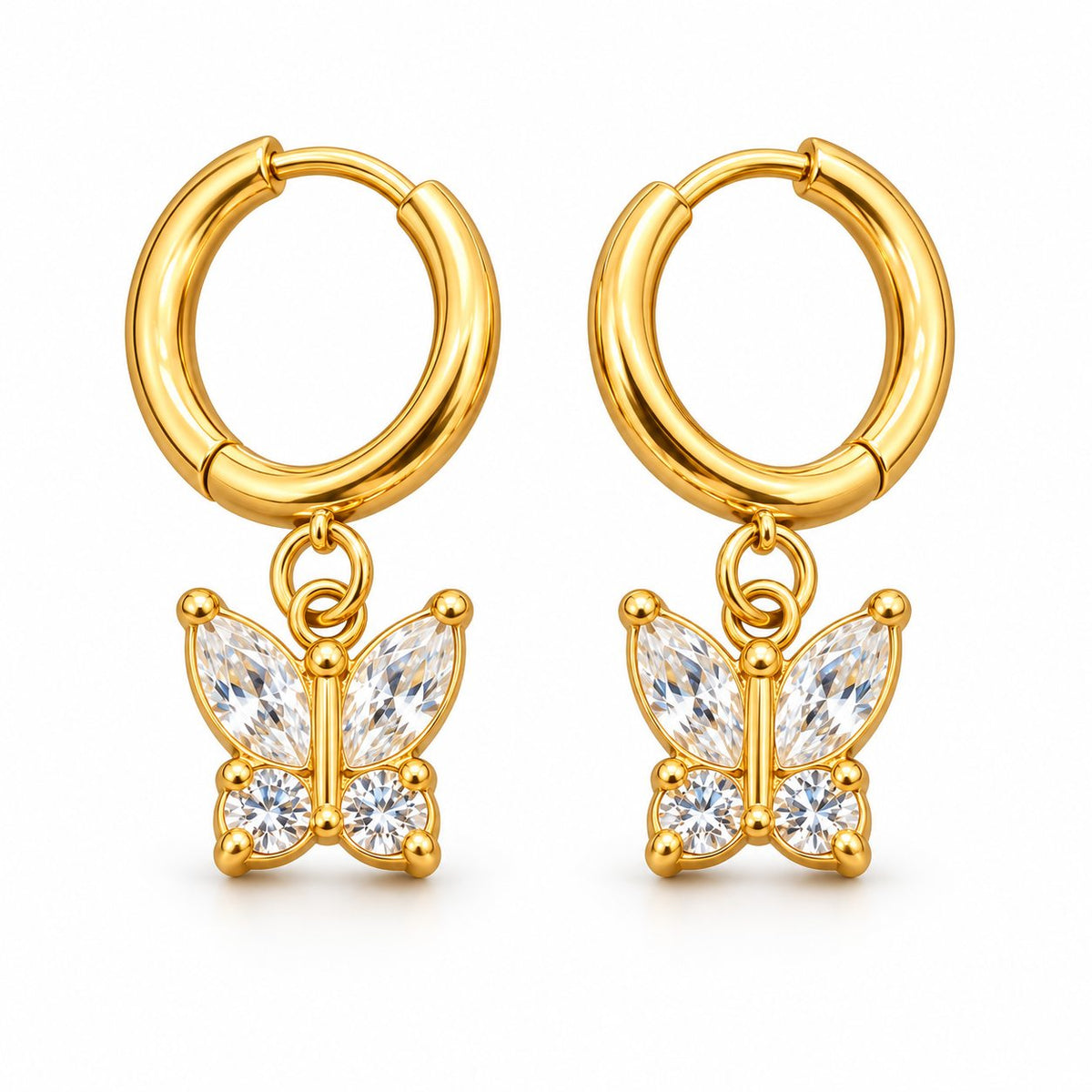 Crystal Butterfly Hoop Earrings - Main