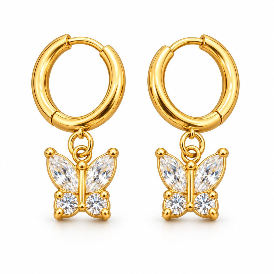 Crystal Butterfly Hoop Earrings