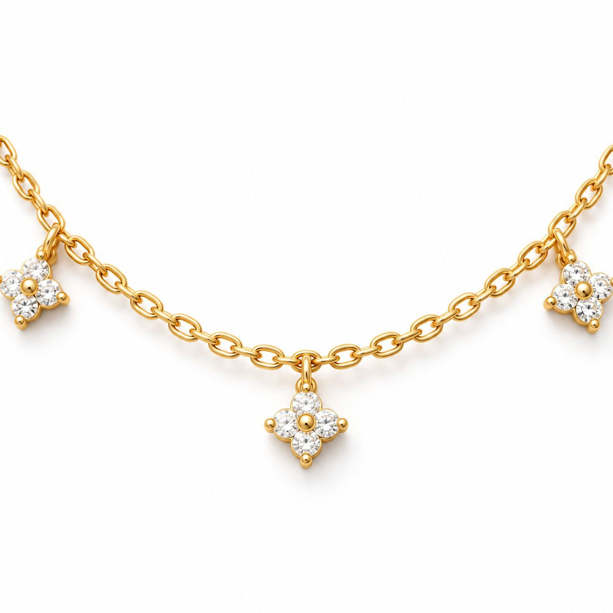 Crystal Clover Station Necklace - Macro
