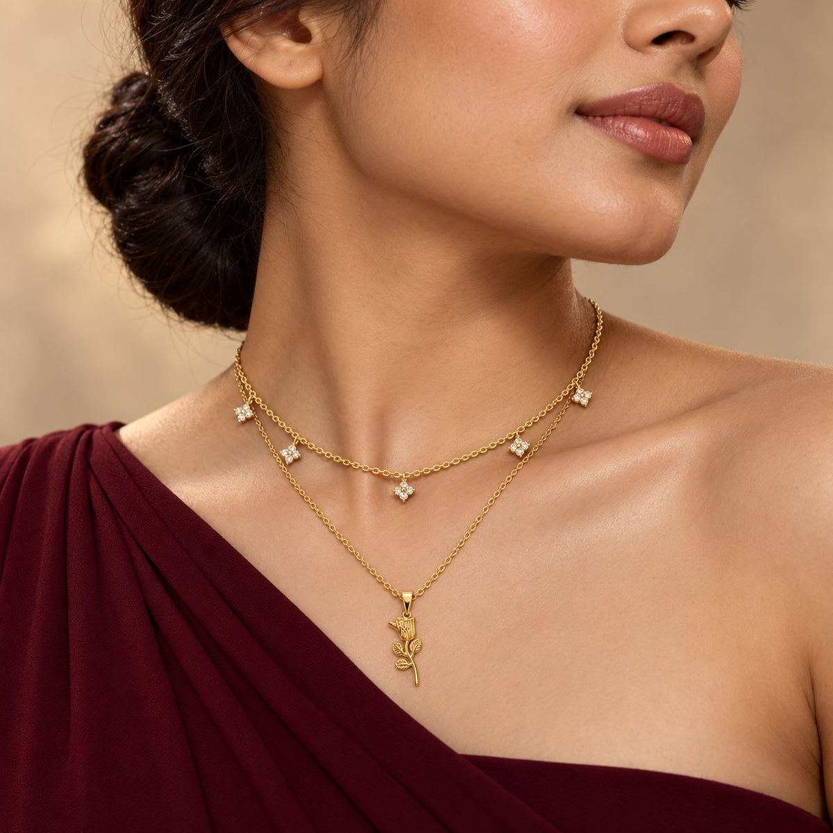 Crystal Clover Station Necklace - Stacking