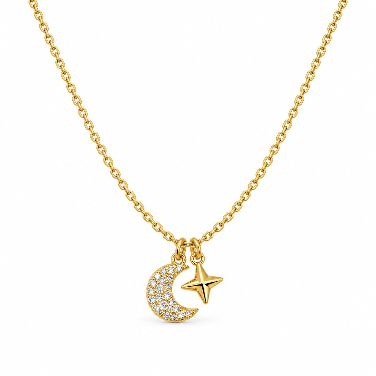 Crystal Crescent and Star Necklace - Main