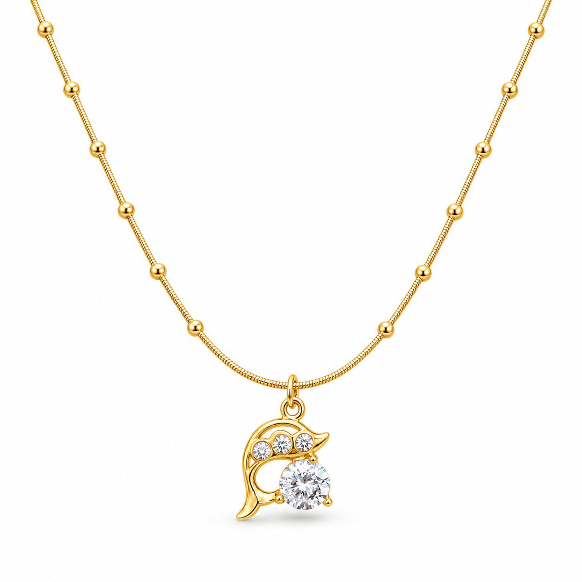 Crystal Dolphin Pendant Necklace - Main