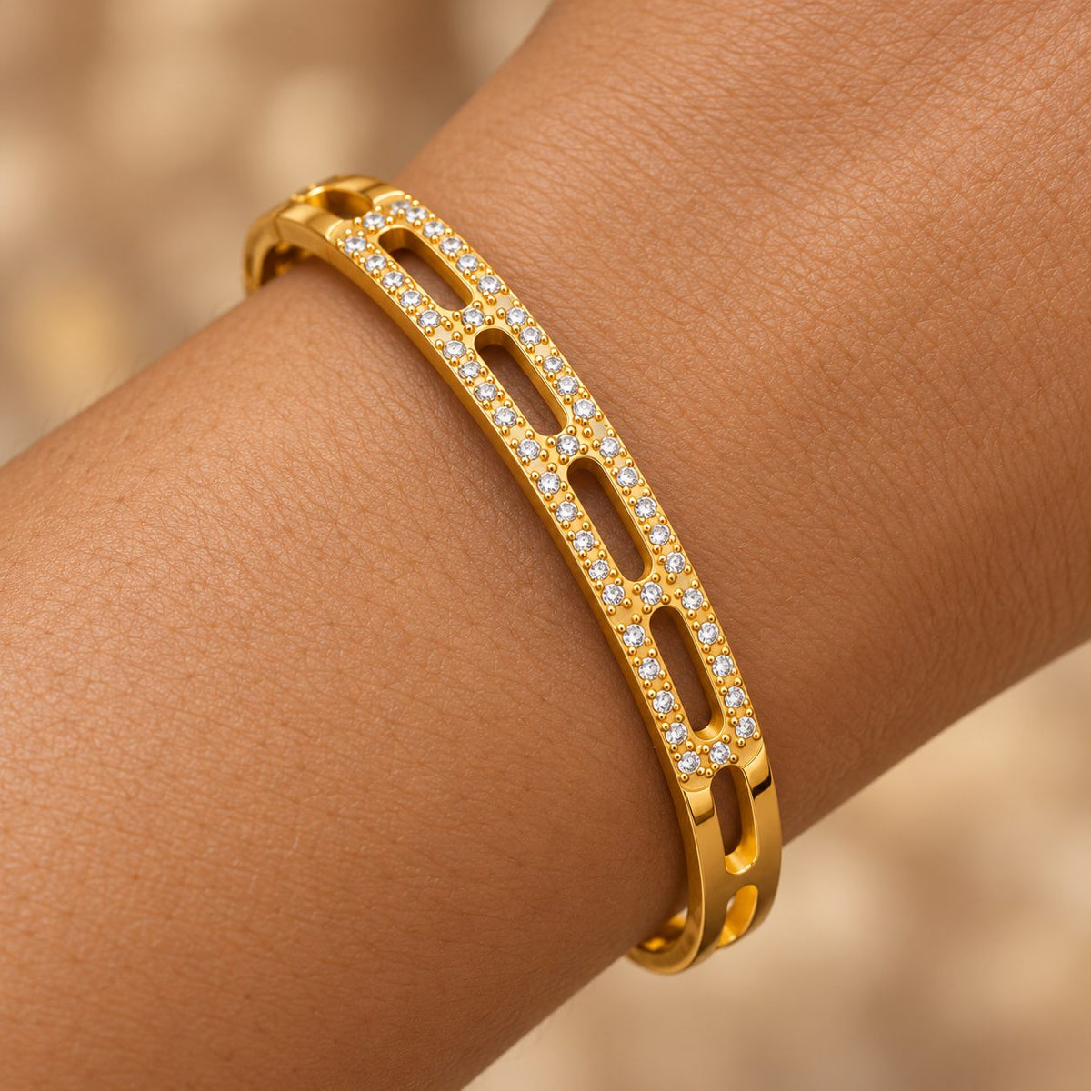 Crystal Open Slot Bangle - Macro