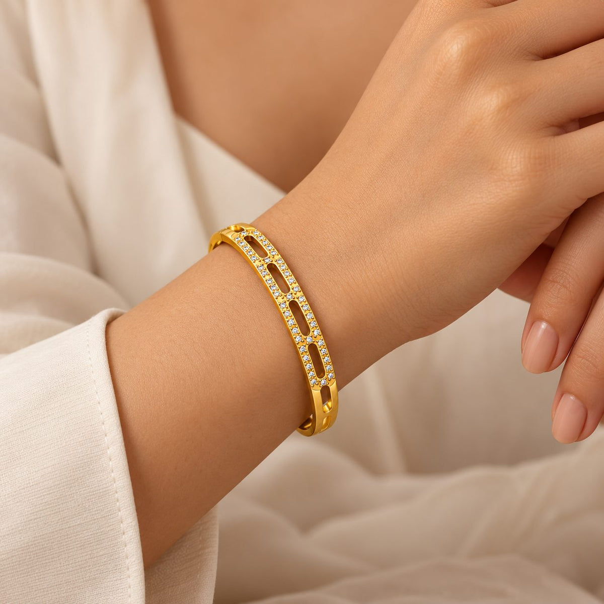 Crystal Open Slot Bangle - Model