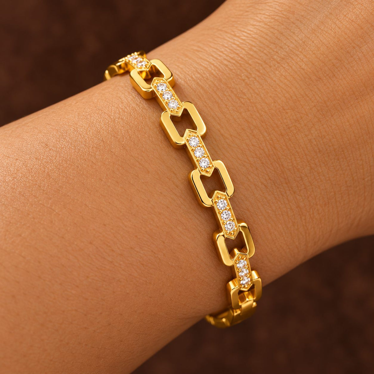 Crystal Paperclip Link Bangle - Macro