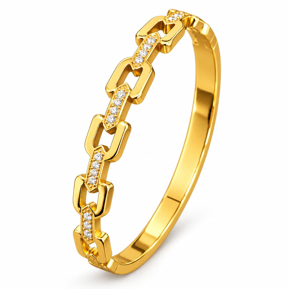 Crystal Paperclip Link Bangle - Main