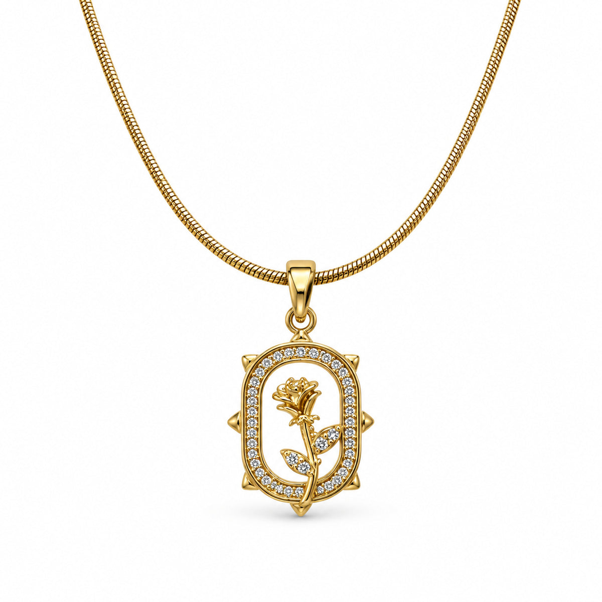 Crystal Rose Frame Pendant Necklace product view