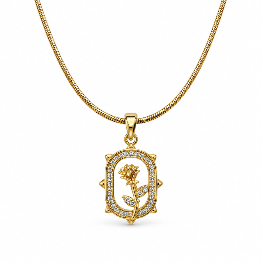 Crystal Rose Frame Pendant Necklace product view