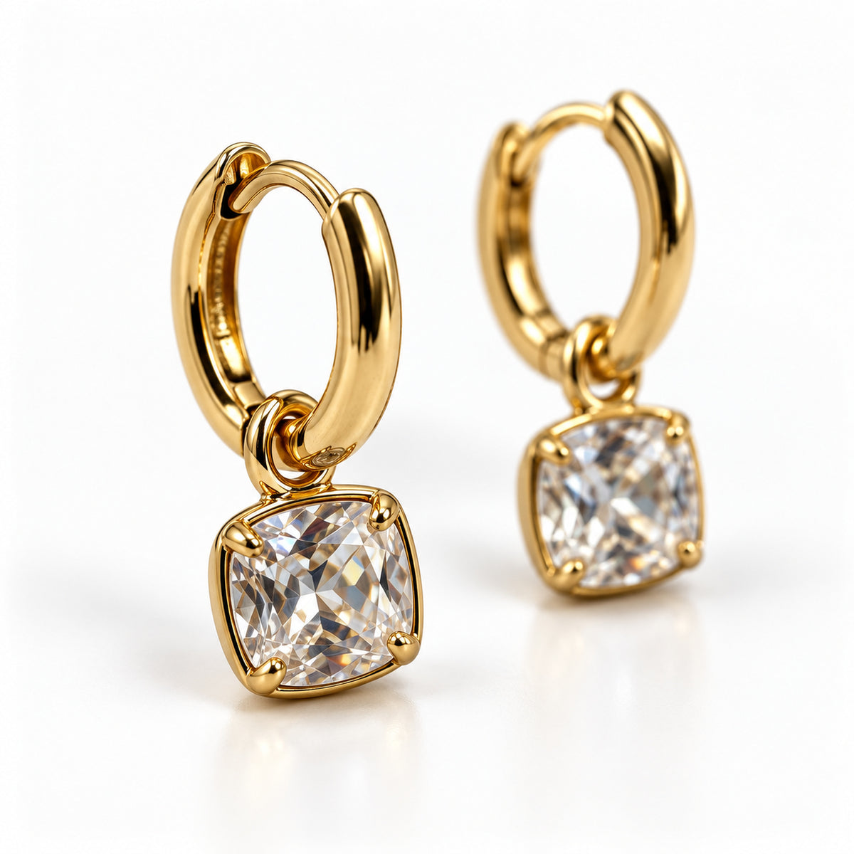 Crystal Solitaire Huggie Earrings details view