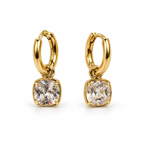 Crystal Solitaire Huggie Earrings main view