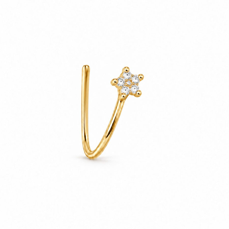 Crystal Star Open Hoop Nose Pin - Main