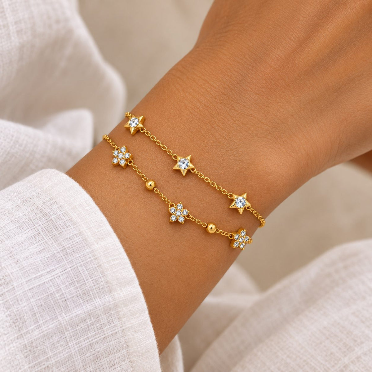 Crystal Star Trio Bracelet - Stacking