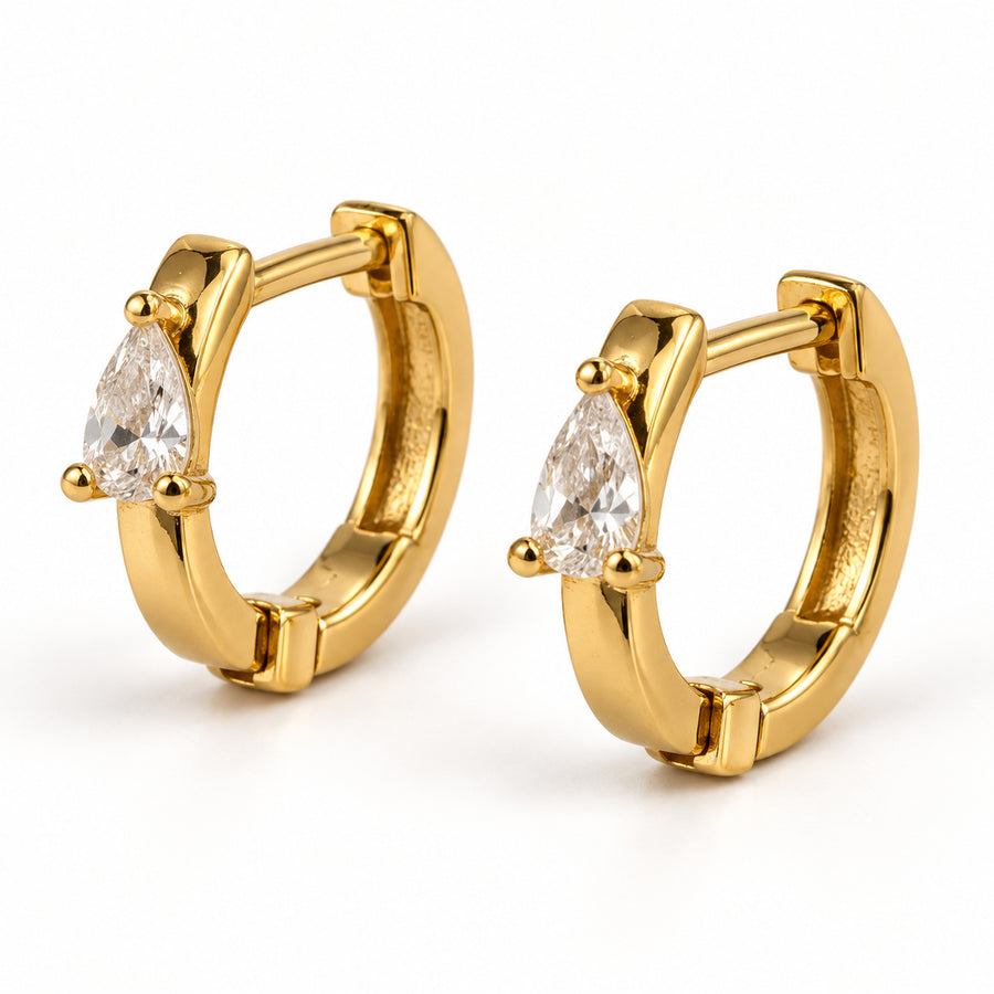 Crystal Teardrop Huggie Earrings
