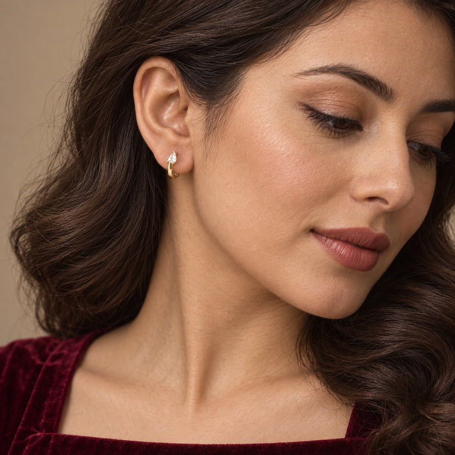 Crystal Teardrop Huggie Earrings