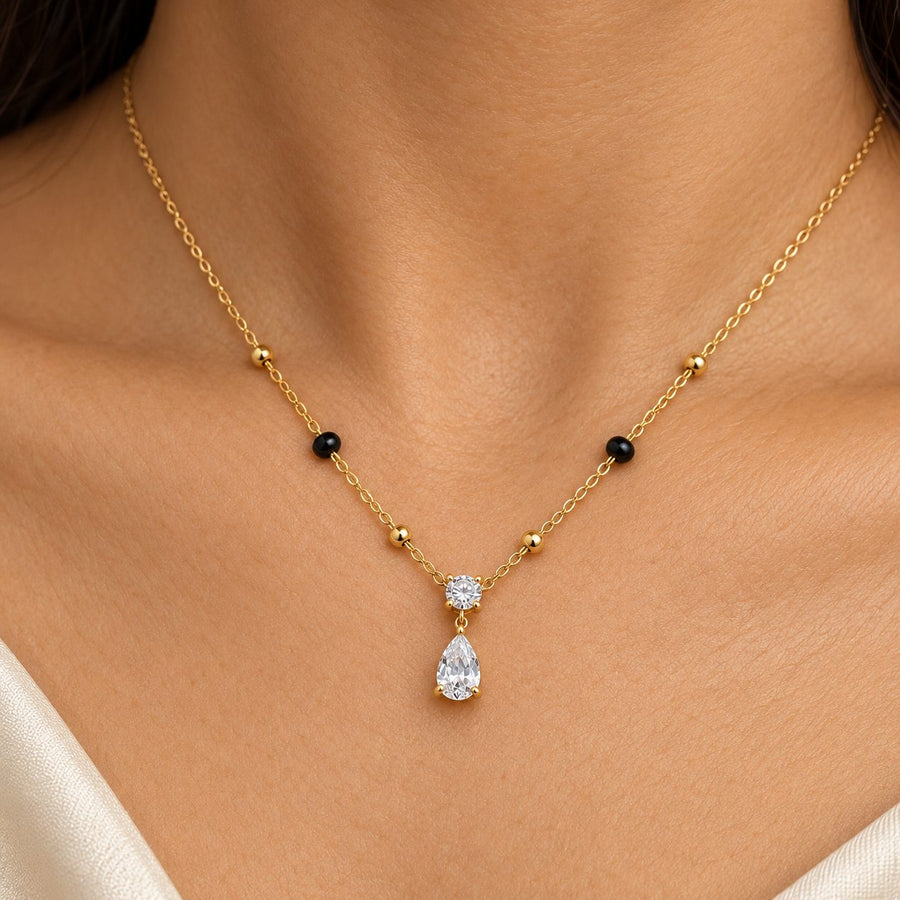 Crystal Teardrop Mangalsutra - Macro