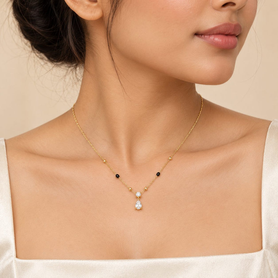 Crystal Teardrop Mangalsutra - Model