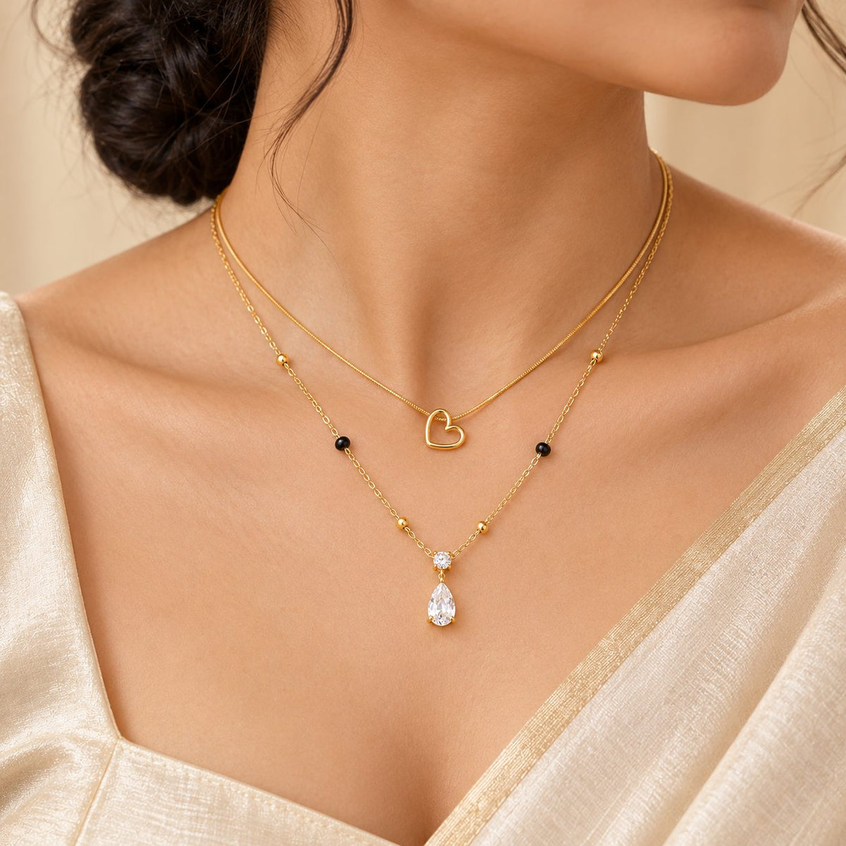 Crystal Teardrop Mangalsutra - Stacking