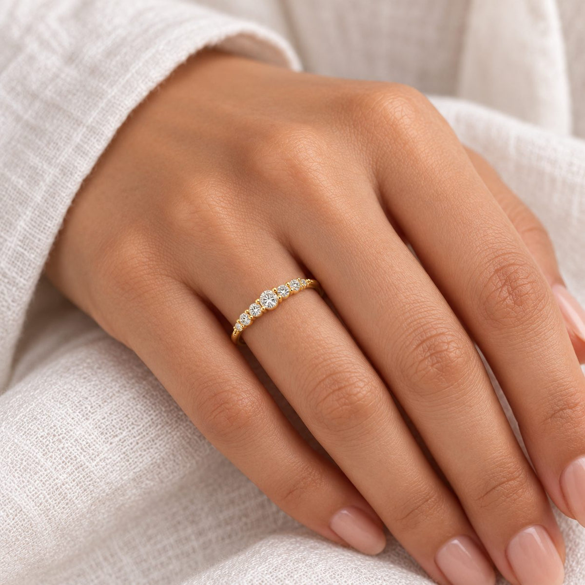 Crystal Trio Cluster Band Ring - Model