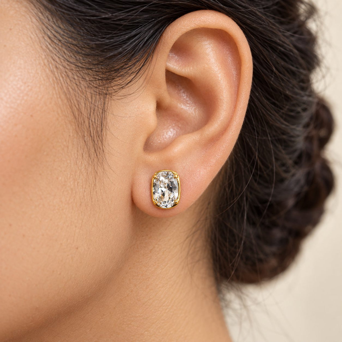 Cushion Crystal Stud Earrings - Macro