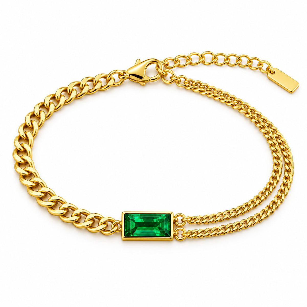 Emerald Asymmetric Chain Bracelet - Main