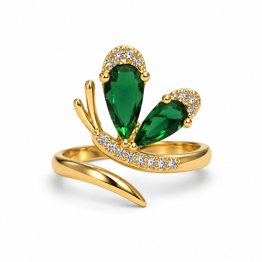 Emerald Dragonfly Statement Ring product view