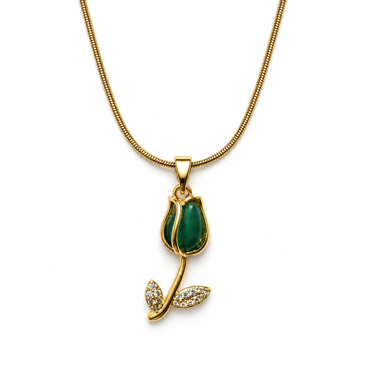 Emerald Tulip Pendant Necklace product view