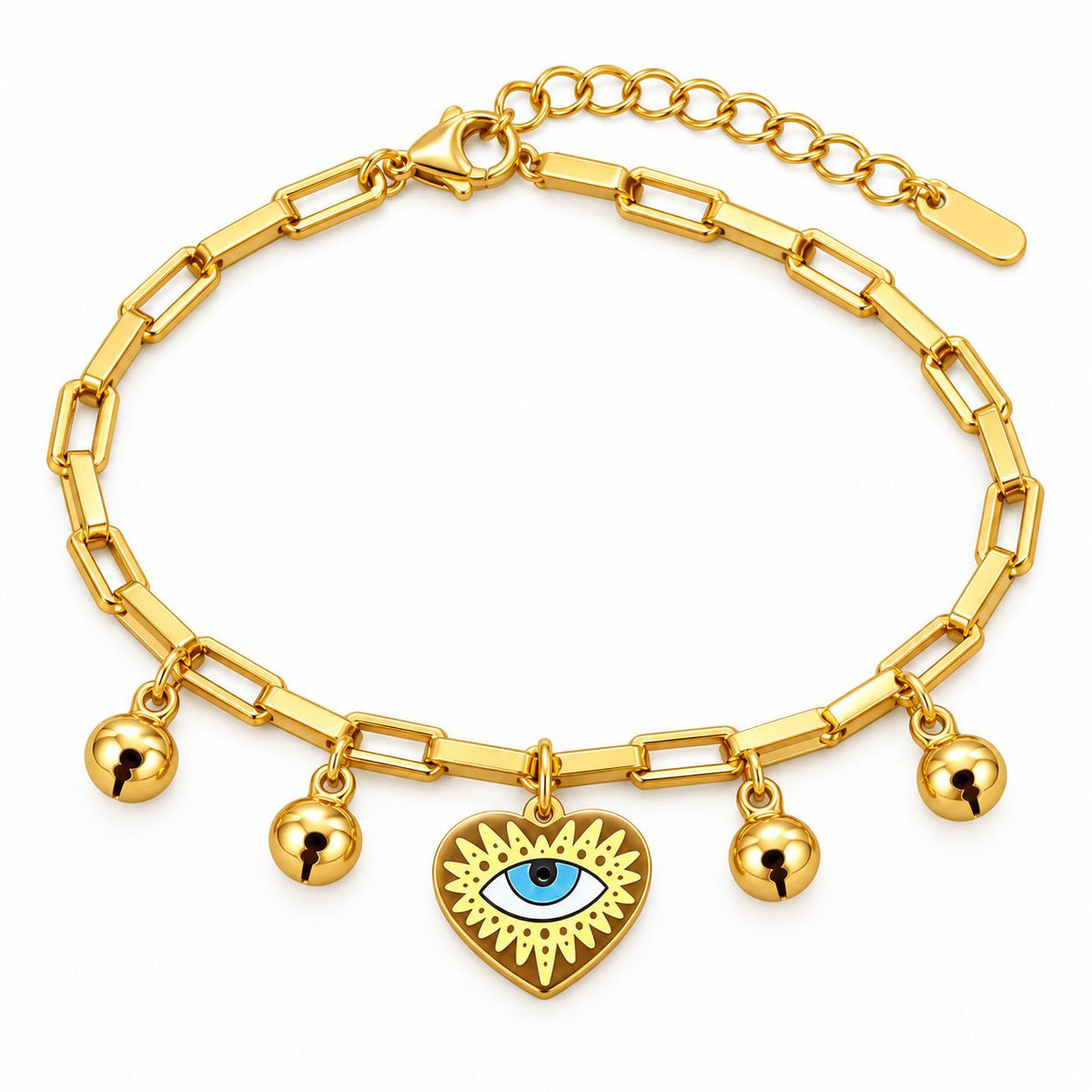 Evil Eye Heart Bell Charm Bracelet - Main