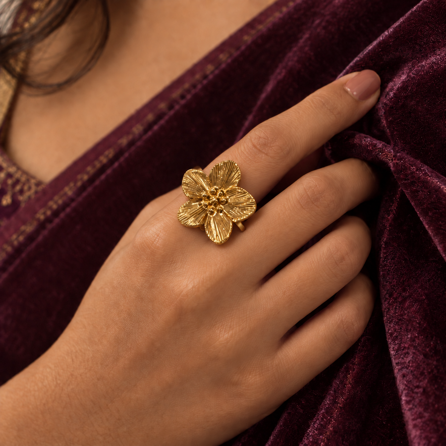 Five Petal Statement Ring - Model